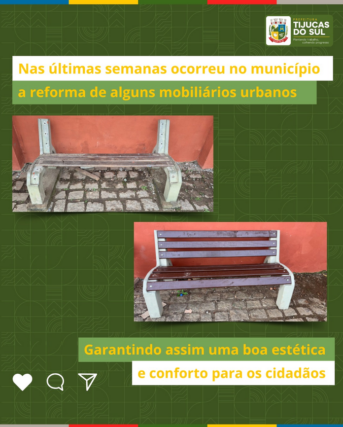 NAS ÚLTIMAS SEMANAS INICIARAM NO MUNICÍPIO AS REFORMAS DE ALGUNS MOBILIÁRIOS URBANOS