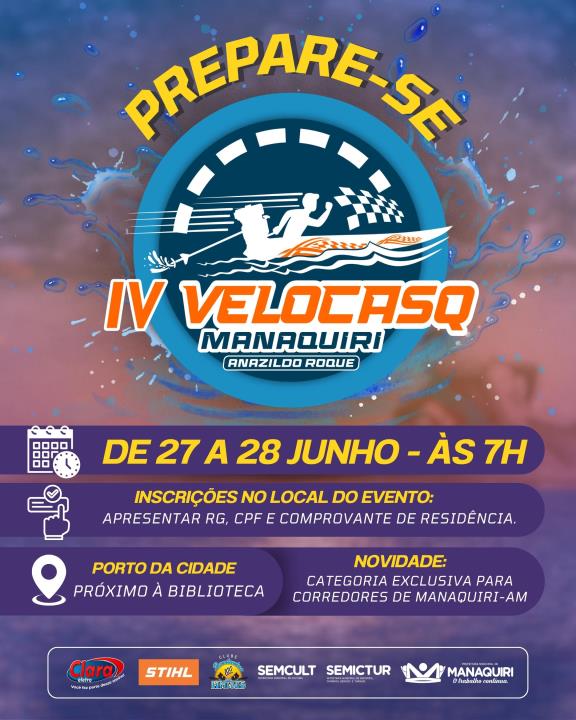 ESTÁ CHEGANDO A IV EDIÇÃO DO VELOCASQ MANAQUIRI!