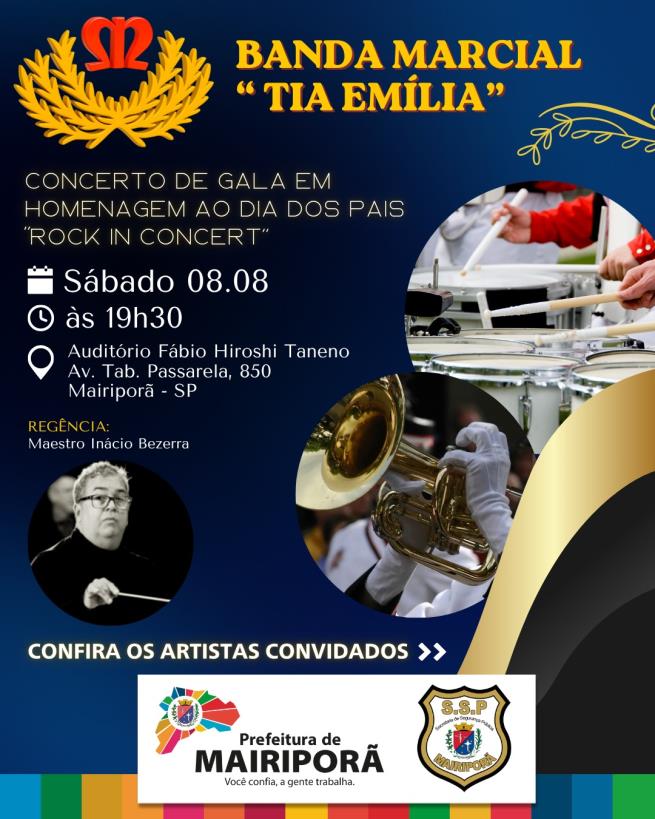 Banda Marcial Tia Emília realiza concerto especial em homenagem ao Dia dos Pais