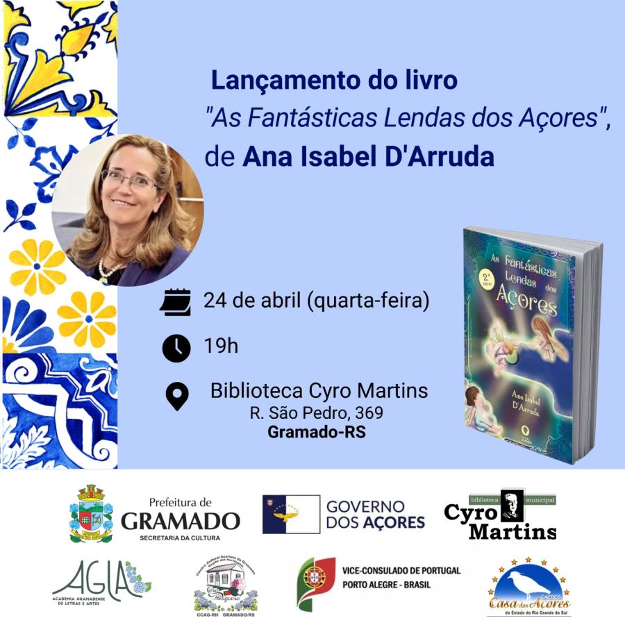 Escritora portuguesa dos Açores Ana Isabel D'Arruda fará lançamento na Biblioteca Cyro Martins
