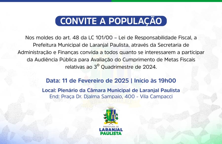 Convite à população - Audiência Pública