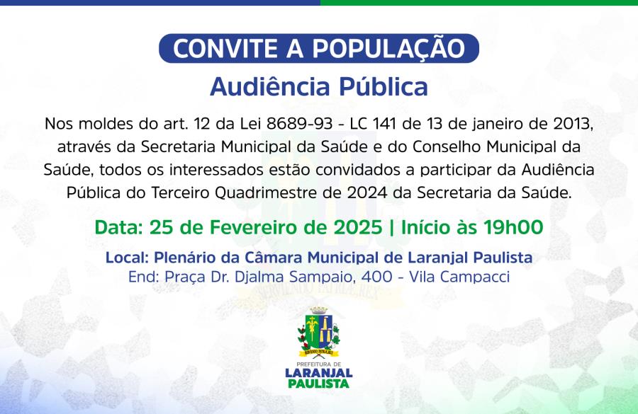 Convite à população - Audiência Pública