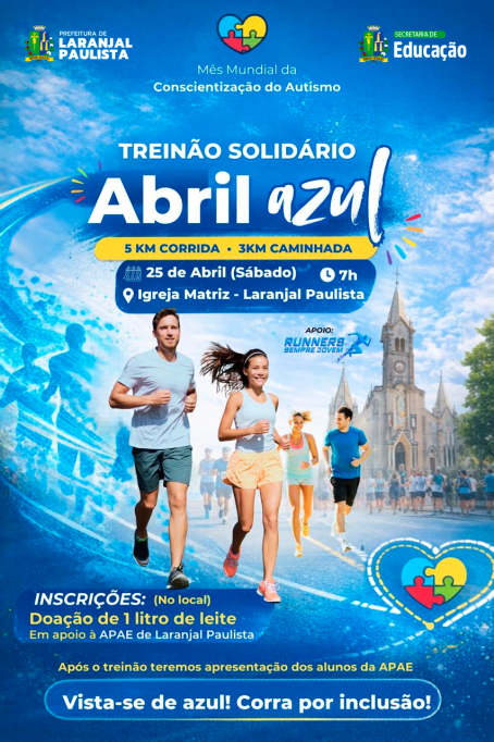 Treinão Solidário Abril Azul 💙🏃‍♀️