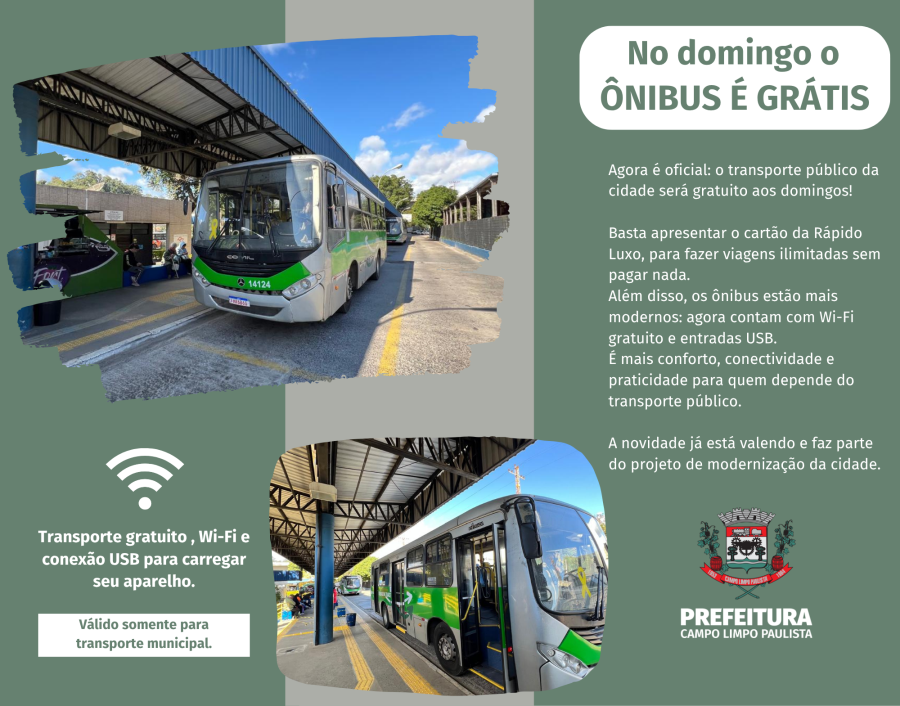 Campo Limpo Paulista amplia acesso ao transporte público com gratuidade aos domingos e ônibus mais modernos