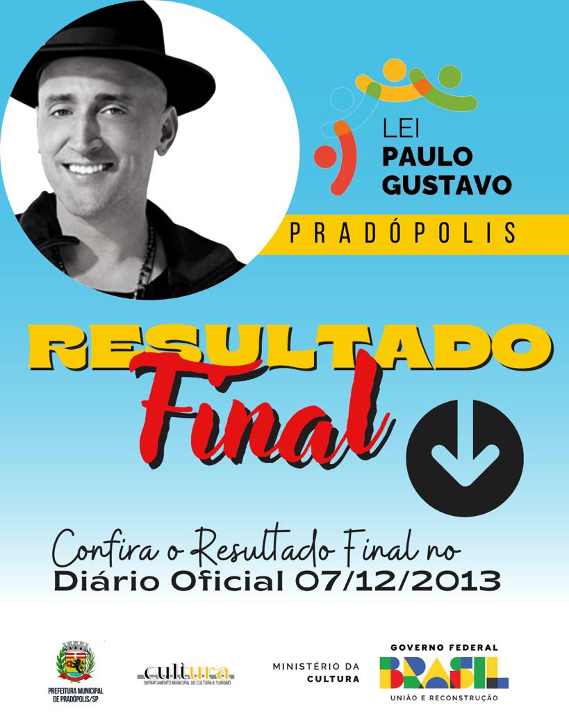 Saiu o Resultado Final dos selecionados dos Editais da Lei Paulo Gustavo em Pradopolis!