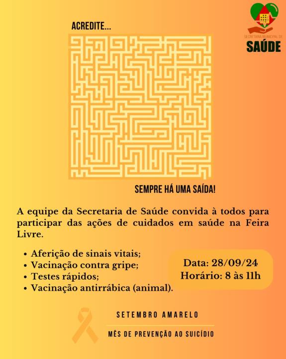 Ação de saúde na Feira Livre neste sábado