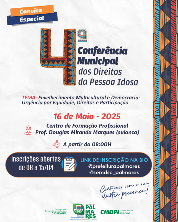 Vem aí a 4ª Conferência Municipal dos Direitos da Pessoa Idosa