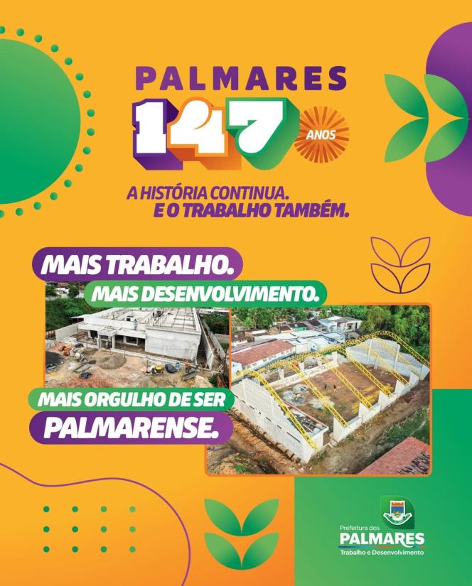 147 anos de Palmares. Uma história construída por quem acredita, trabalha e faz acontecer 💚💜