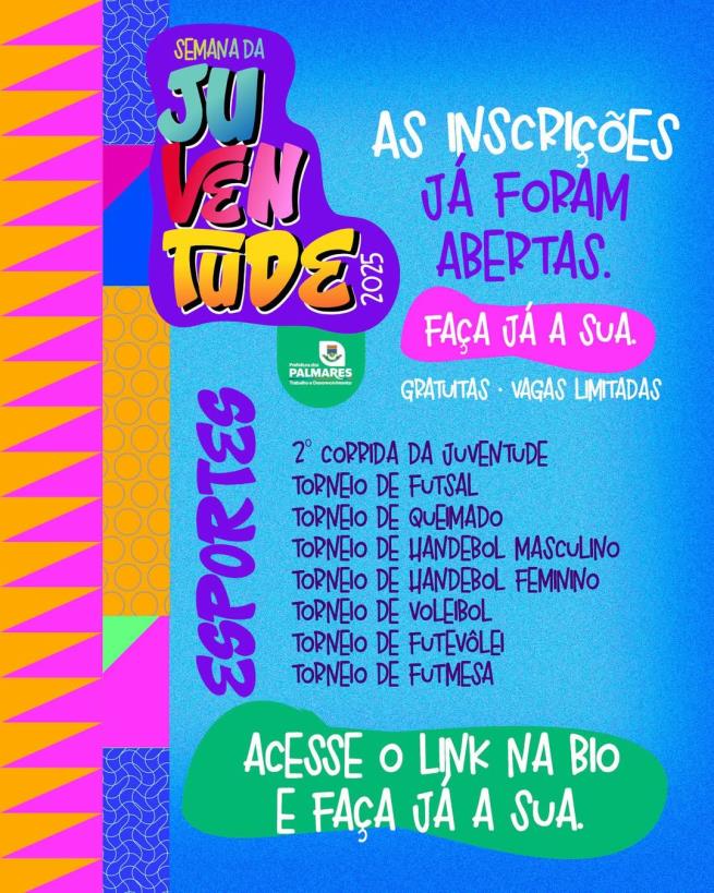 As inscrições para a Semana da Juventude 2025 já estão abertas! 🚀