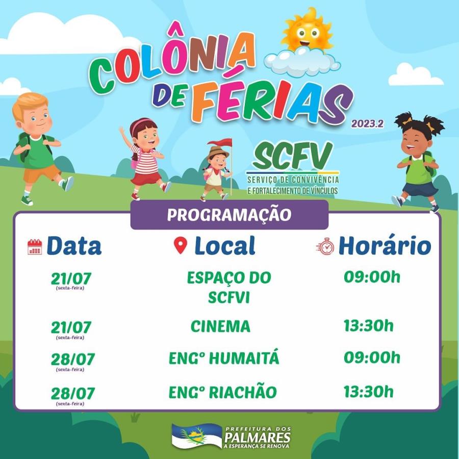 Prefeitura dos Palmares e SEMDSC realiza mais uma vez a incrível COLÔNIA DE FÉRIAS
