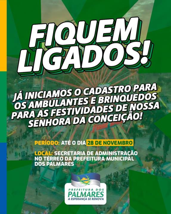 Cadastro dos ambulante para festa da padroeira vai até dia 28 de novembro