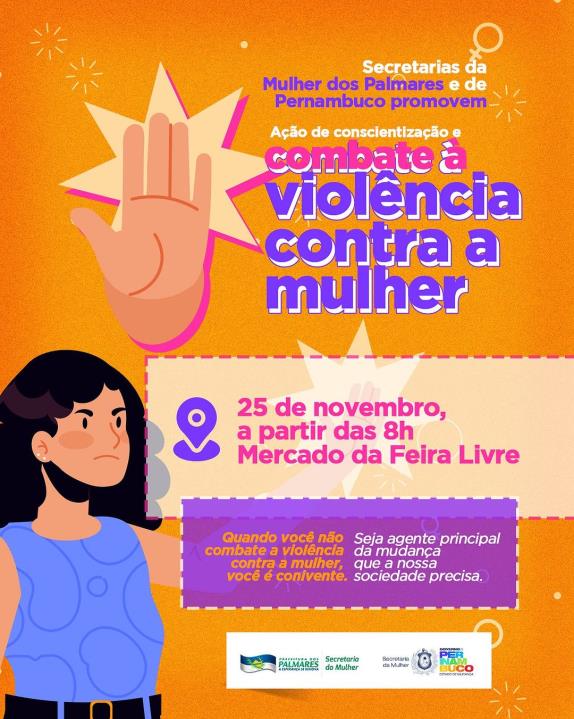 Ação de combate a violência contra a mulher dia 25 na feira livre