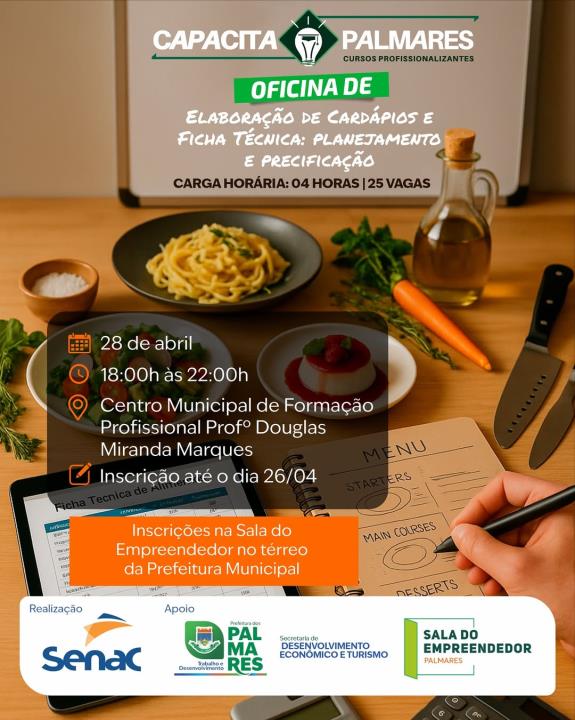 Oficina de Elaboração de Cardápios e Ficha Técnica: Planejamento e Precificação