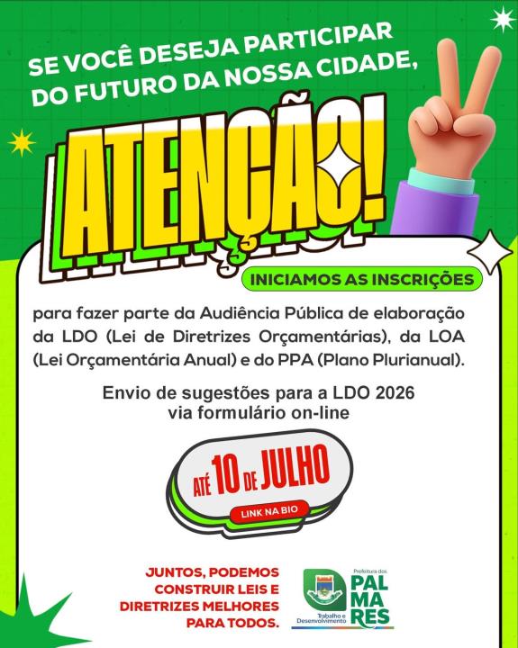 📢 ATENÇÃO, PALMARENSES!