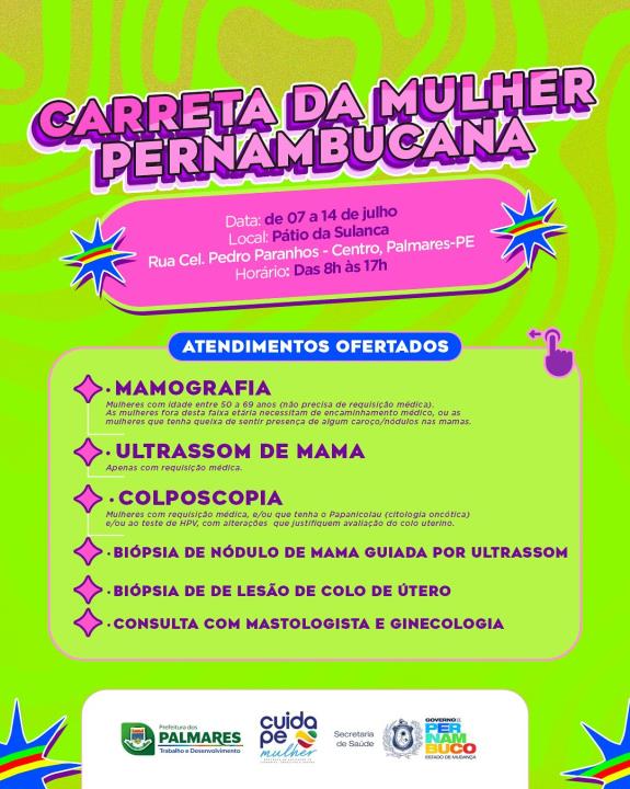 Atenção, mulheres de Palmares! 💜