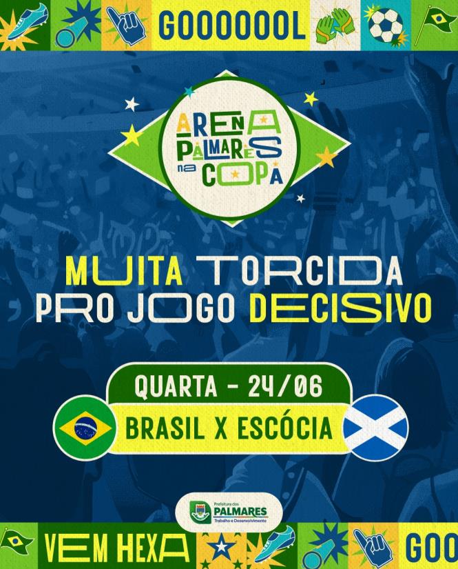 Arena Palmares na Copa recebe a torcida para Brasil x Escócia nesta quarta-feira 🇧🇷⚽💚💜