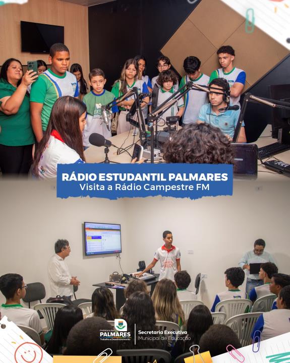 ESTUDANTES DA RÁDIO ESTUDANTIL PALMARES VISITAM RÁDIO CAMPESTRE FM