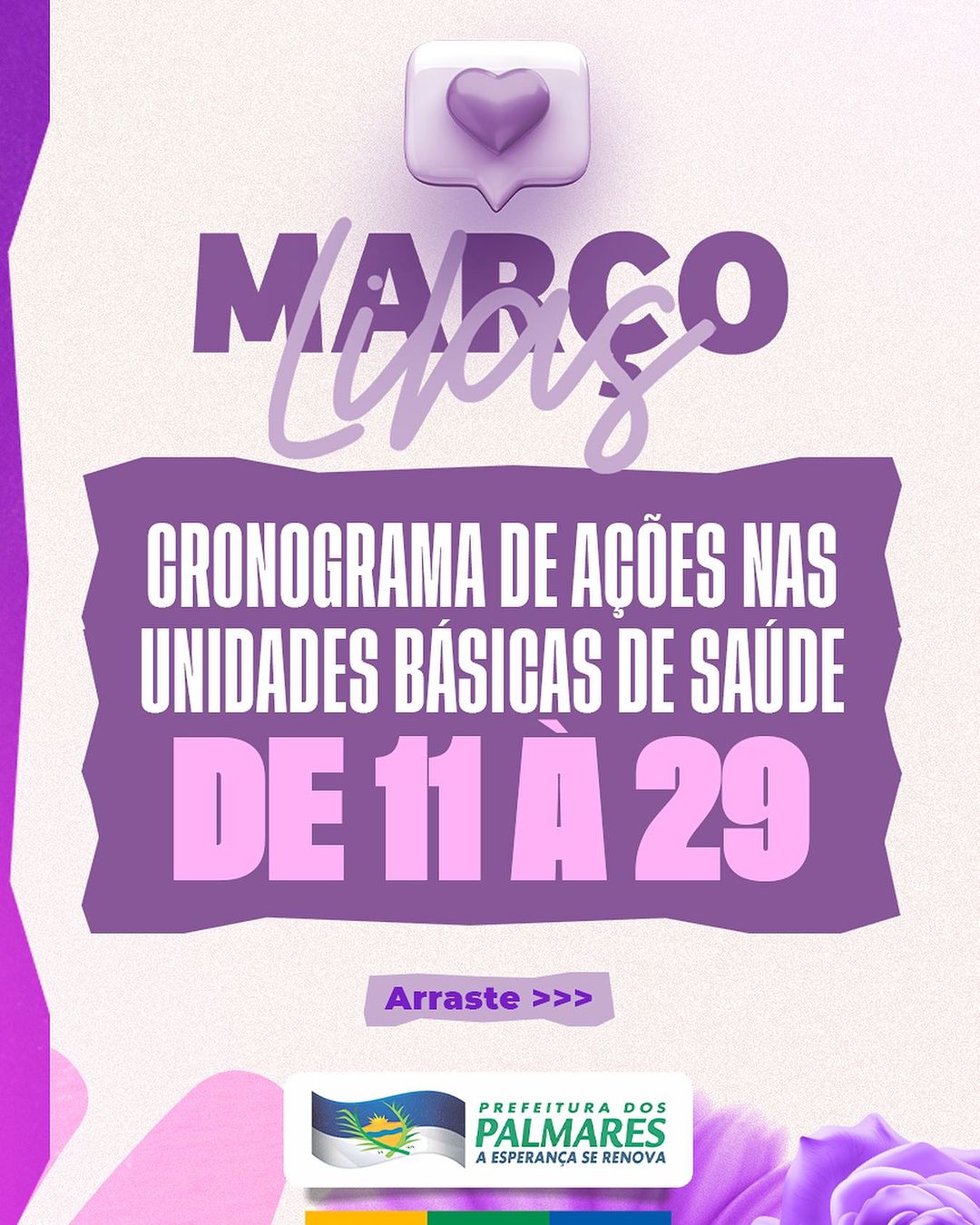 Cronograma de ações das unidades básicas de saúde do Março Lilás