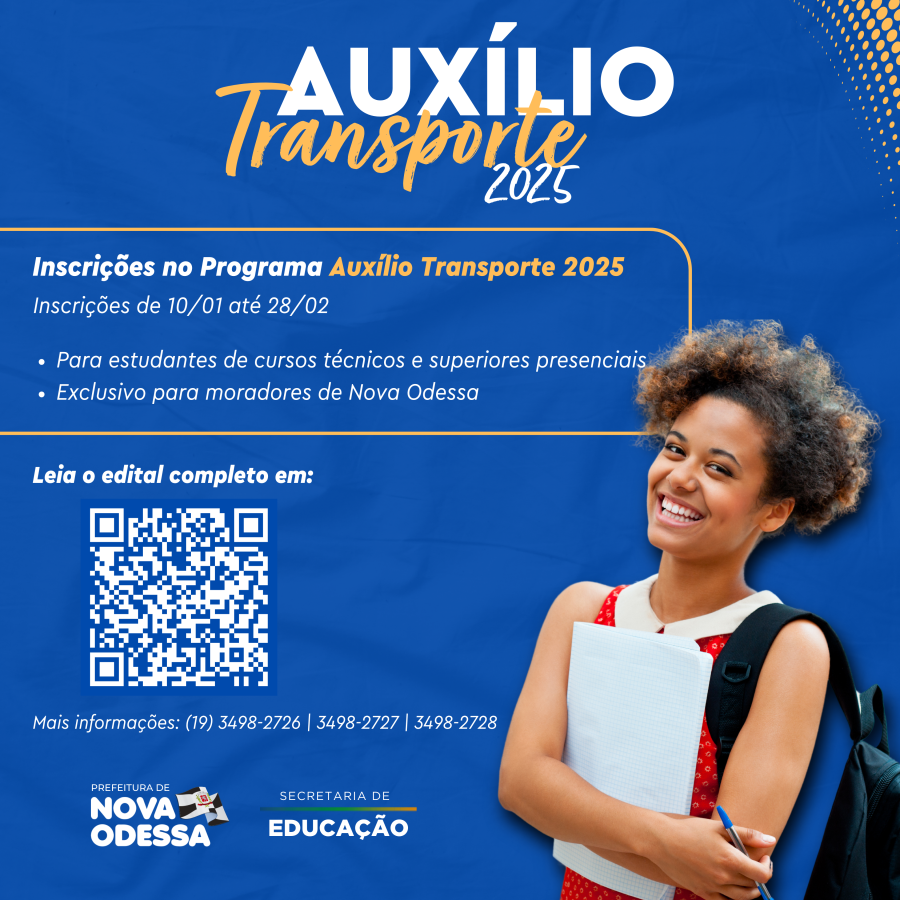 Prefeitura de Nova Odessa abre inscrições para estudantes interessados no Auxílio-Transporte de 2025