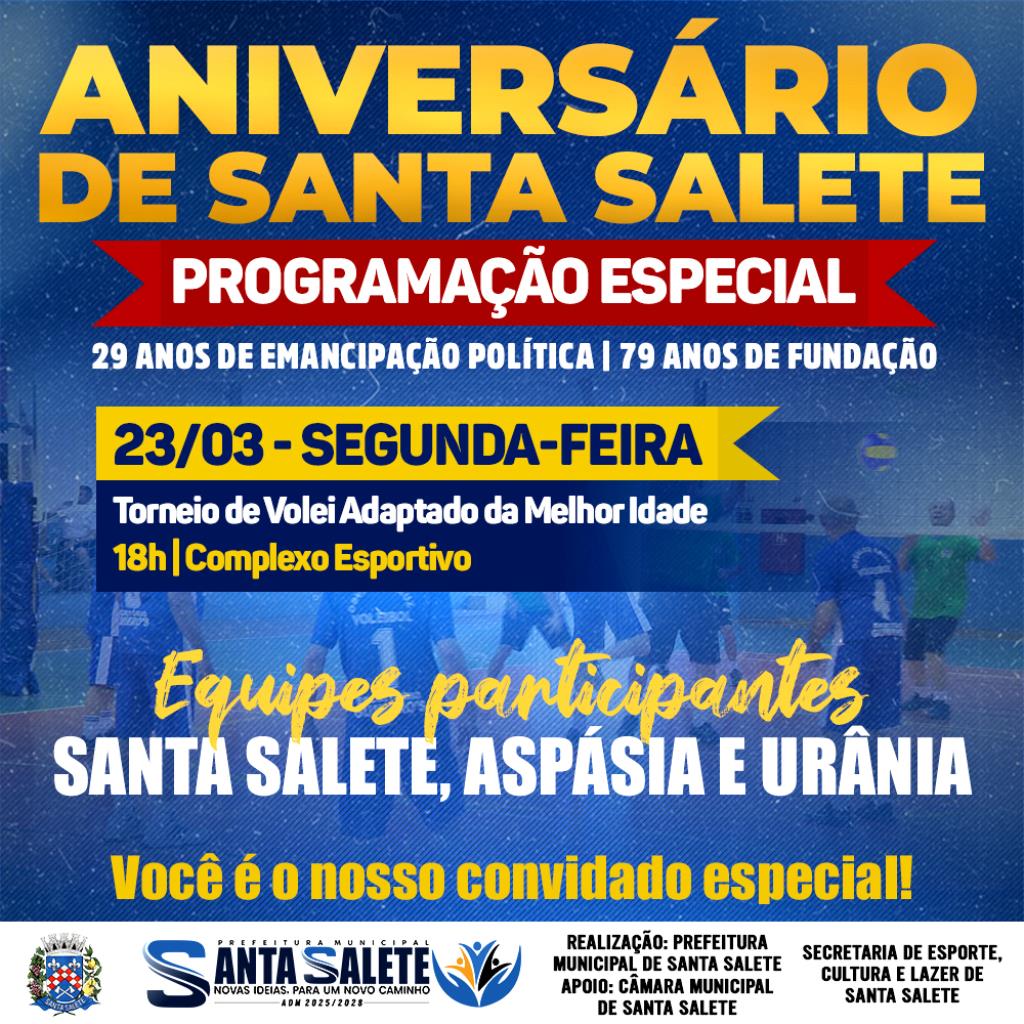 A programação do aniversário de Santa Salete segue com muita energia! 💙🏐