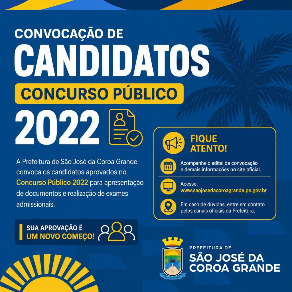 CONVOCAÇÃO DE CANDIDATOS DO CONCURSO PÚBLICO DE 2022