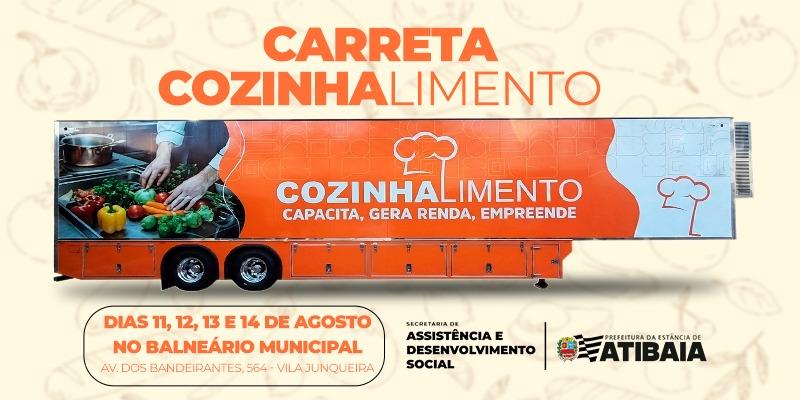 Atibaia recebe carreta do Cozinhalimento com cursos gratuitos de gastronomia