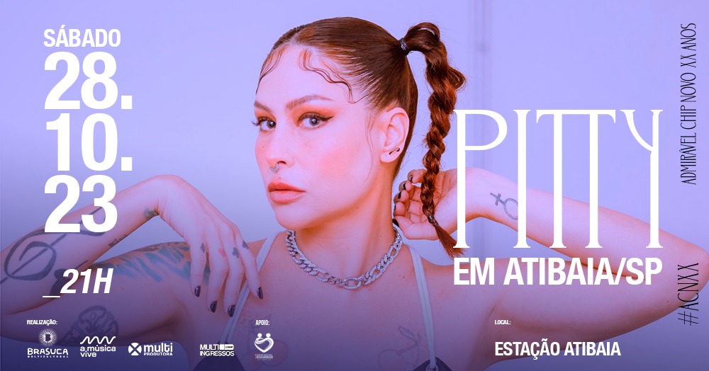 Show da Pitty em Atibaia terá ingresso solidário com doação de alimentos para o Fundo Social de Solidariedade