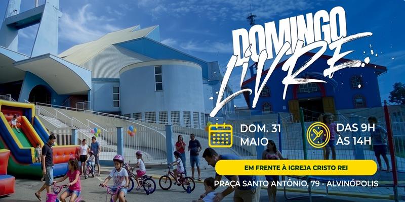 Domingo Livre será na praça em frente à Igreja Cristo Rei neste final de semana