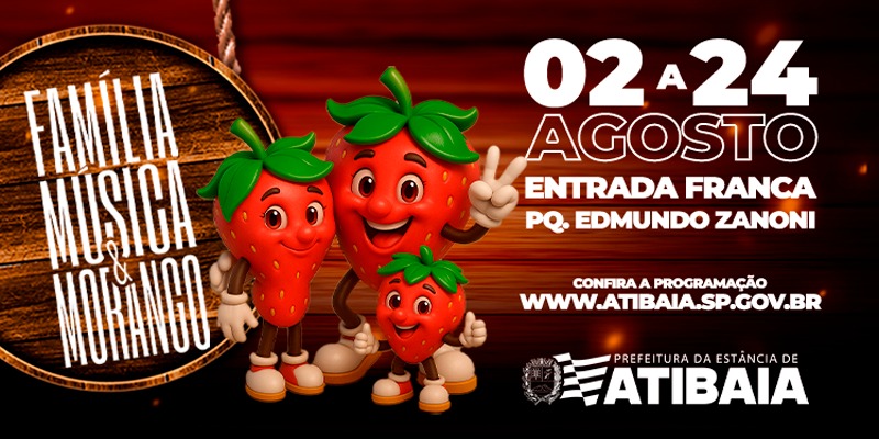 Festival da Família, Música e Morango 2025 segue até 24 de agosto no Parque Edmundo Zanoni
