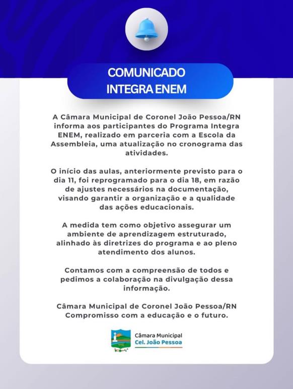 COMUNICADO INTEGRA ENEM