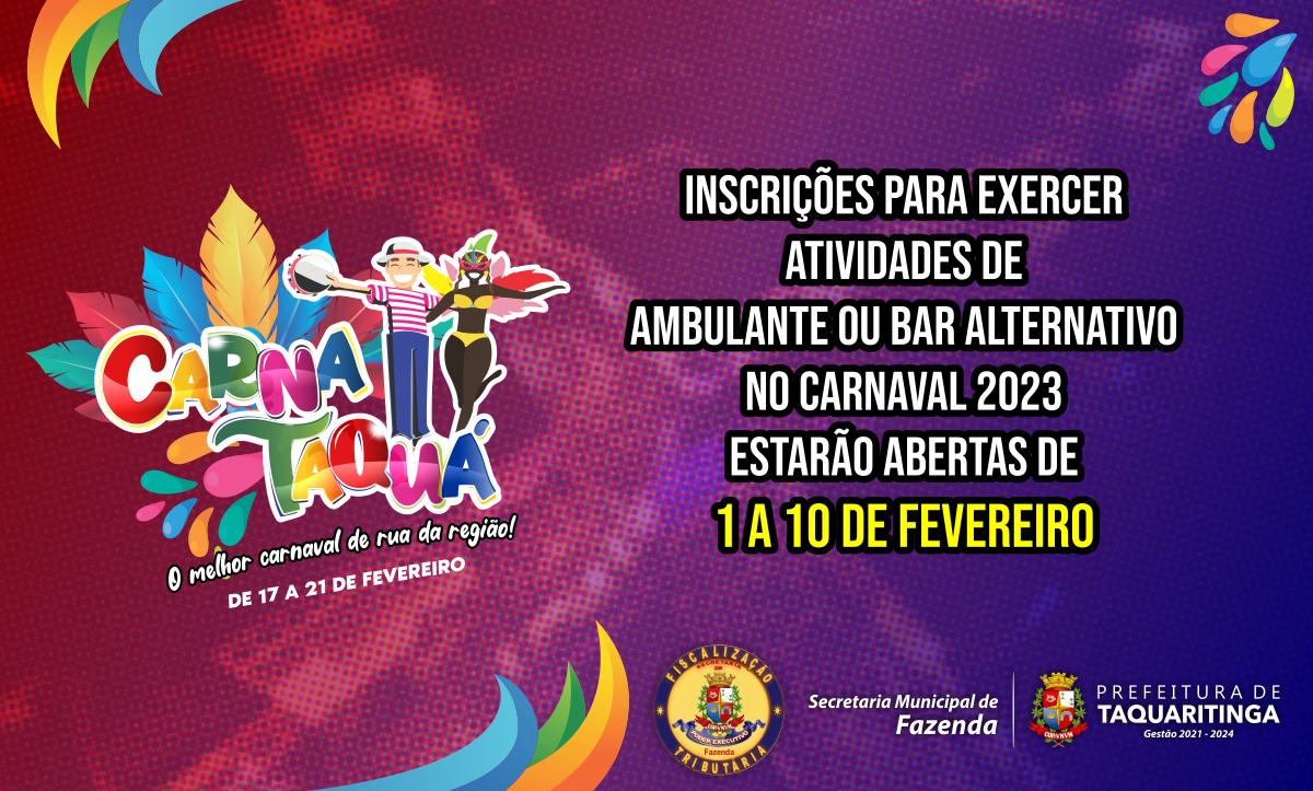 Carnaval 2023: Inscrições abertas para ambulantes e bares alternativos