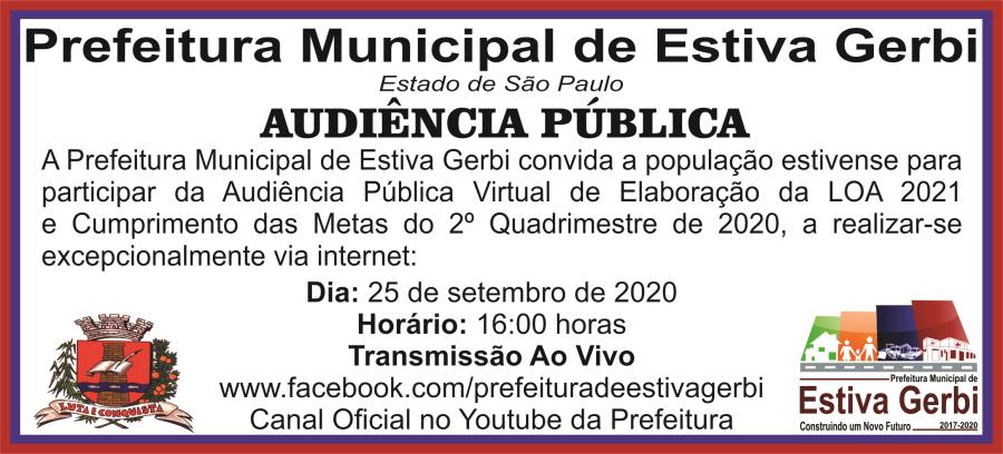 Audiência Pública Virtual de Elaboração da LOA 2021 e Cumprimento de Metas do 2º quadrimestre