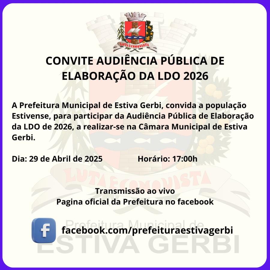 Convite para Audiência Pública de elaboração da LDO 2026