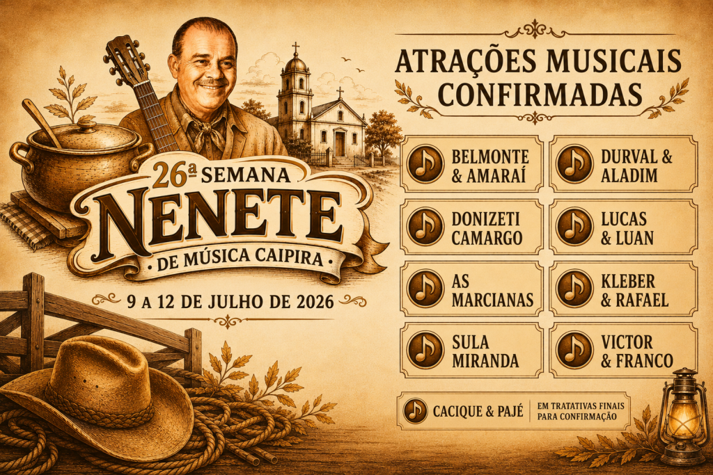 Atrações confirmadas - 26ª Semana Nenete de Música Caipira