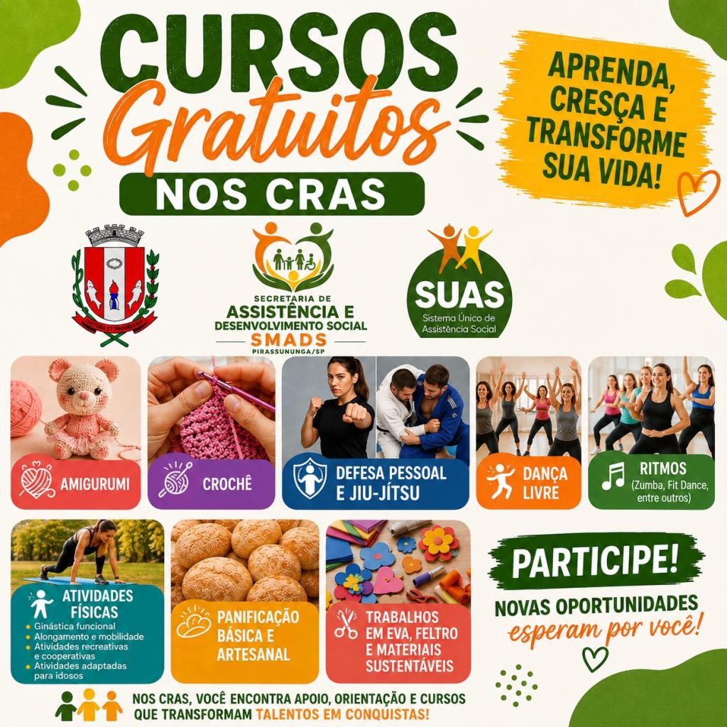 Cursos gratuitos nos CRAS