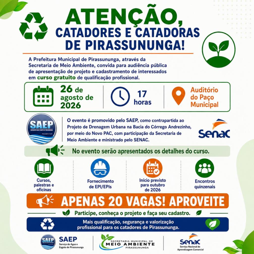 Audiência pública sobre curso para catadores de recicláveis