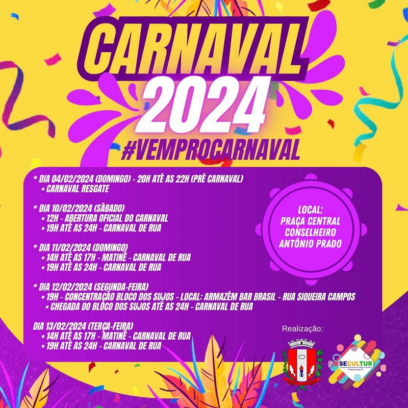 Saiu a programação completa do Carnaval 2024, confira!