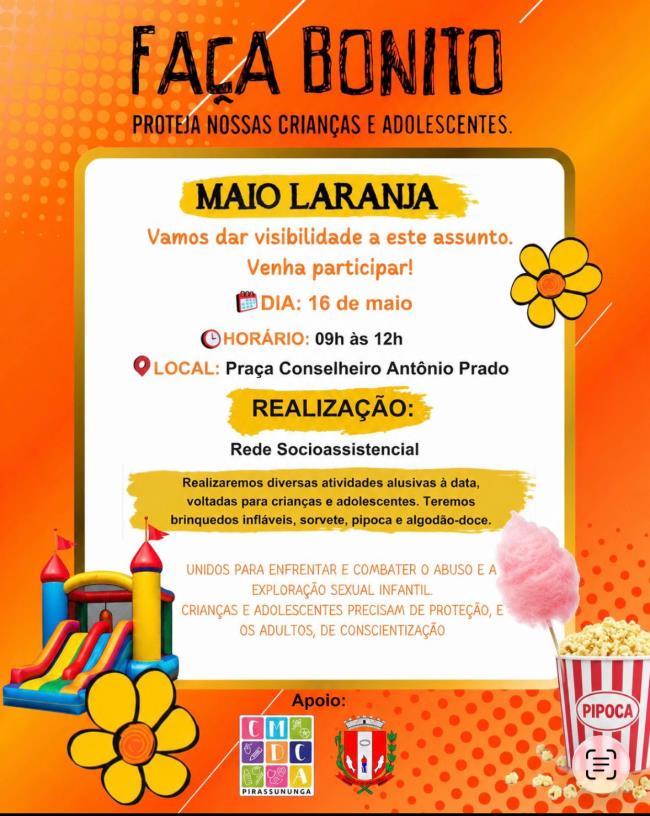 Ação do Maio Laranja na Praça Central