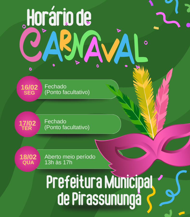 Funcionamento da Prefeitura no carnaval
