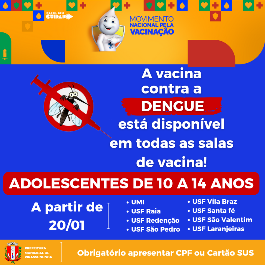 Vacina contra a dengue estará disponível