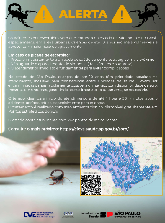 Atendimento rápido em acidentes com escorpiões