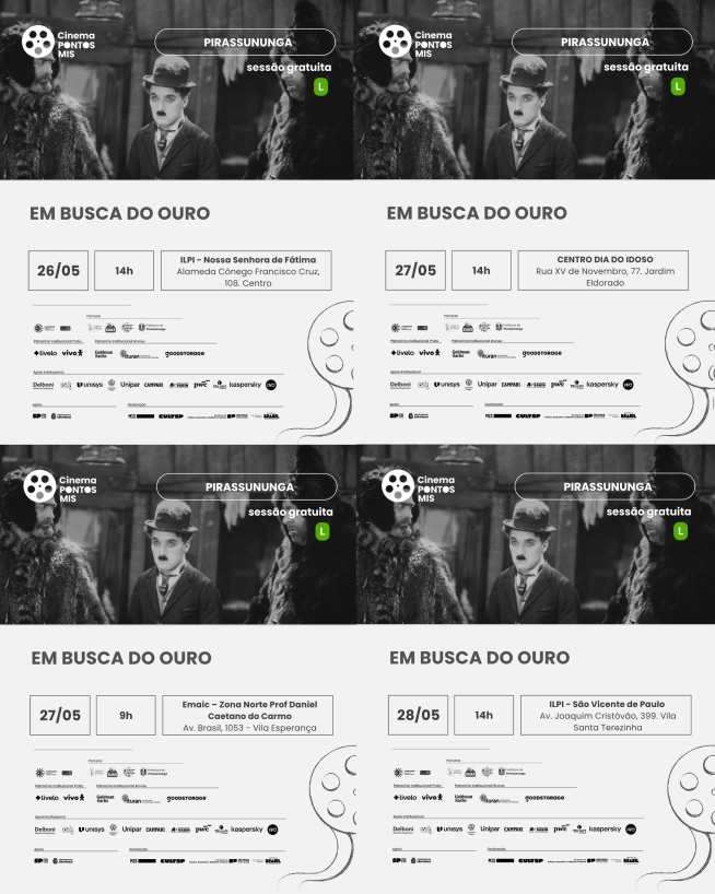 Cinema gratuito em diversas regiões da cidade