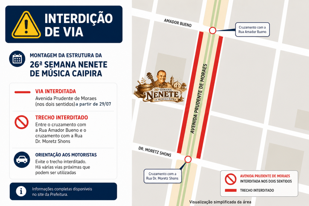 Interdição temporária de via - Semana Nenete