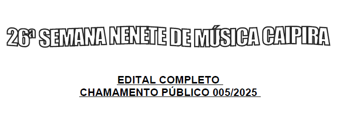 Edital Semana Nenete 2026