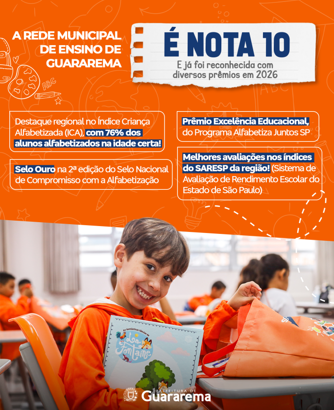 Educação de Guararema é nota 10