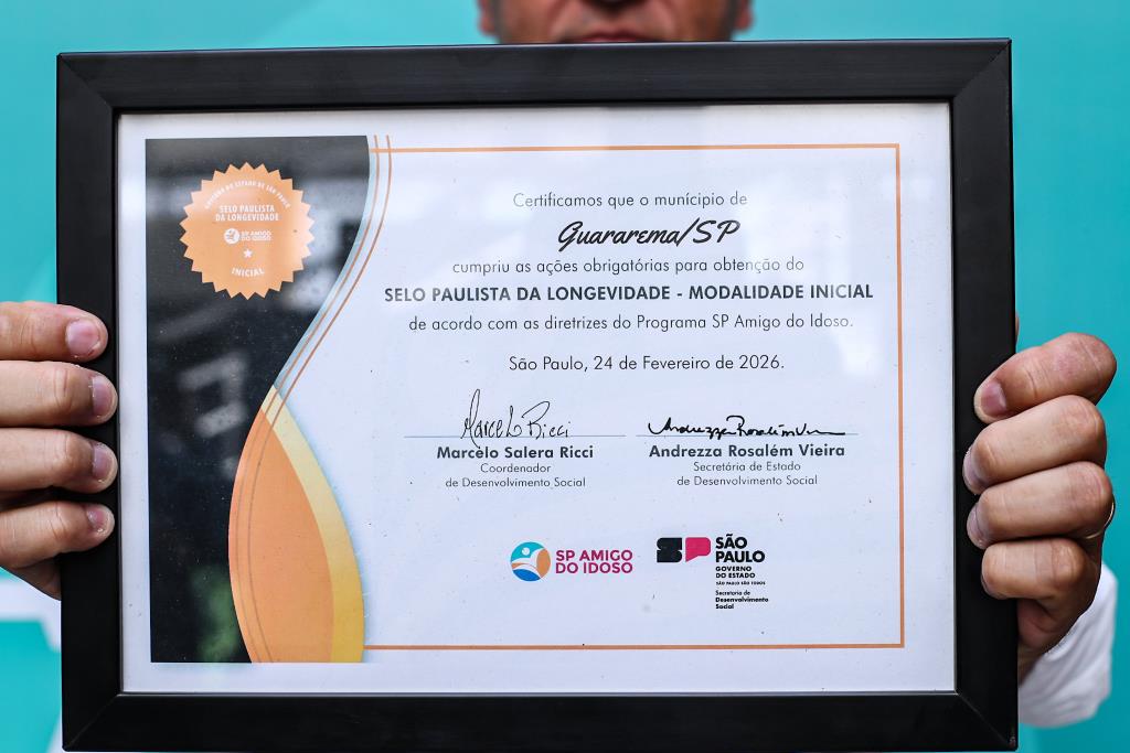 Prefeitura de Guararema recebe Selo Paulista da Longevidade e anuncia obras para a pessoa idosa
