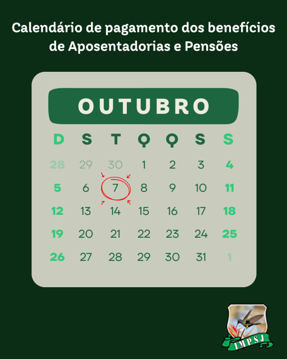 Instituto divulga o calendário de pagamento de OUTUBRO/2025