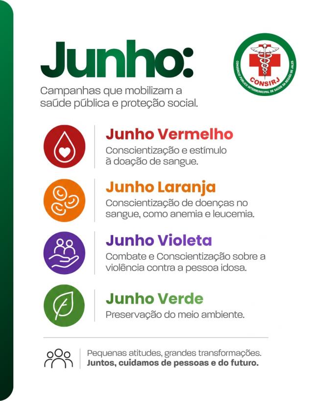O mês de junho reúne campanhas importantes de conscientização, cuidado e responsabilidade coletiva.