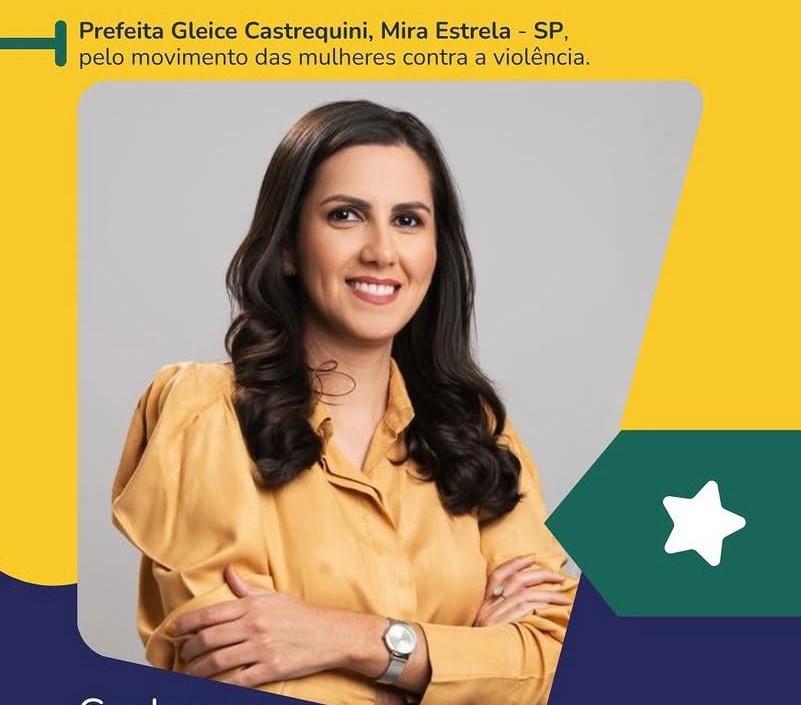 Prefeita Gleice Castrequini pelo movimento das mulheres contra a violência.