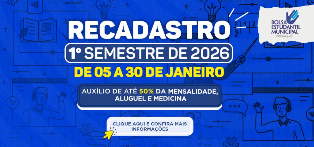 Bolsa Estudantil 2026: Prazo para recadastro de estudantes beneficiados dos Auxílios Mensalidade, Aluguel e Medicina ocorre de 5 a 30 de janeiro